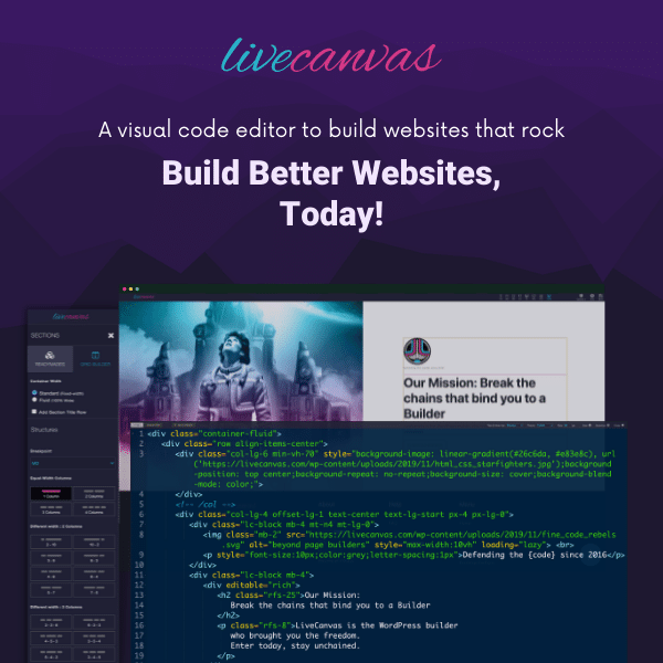 LiveCanvas &ndash; a visual code editor to build better websites